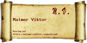 Malmer Viktor névjegykártya